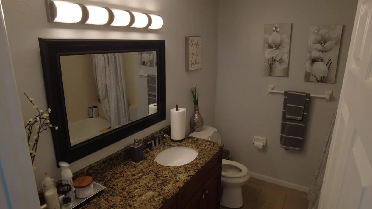 Bathroom at the real Southern Oasis residence