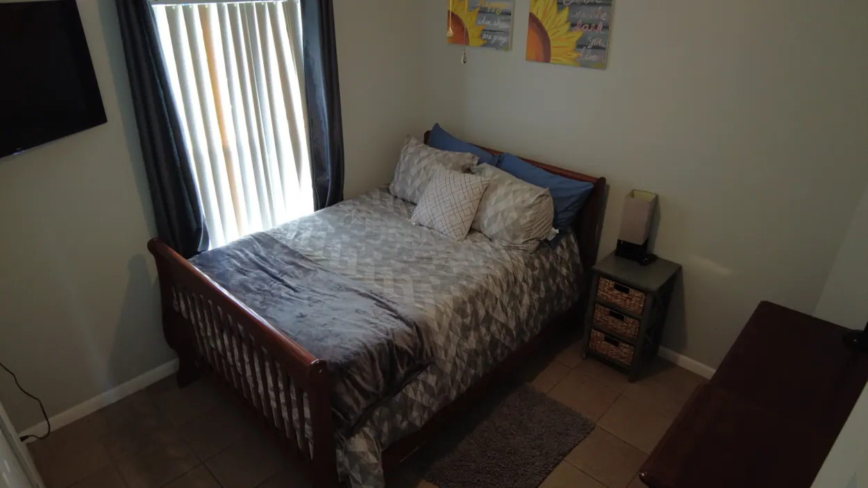 Bedroom at the real Southern Oasis residence